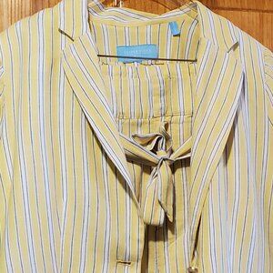 Draper James RSVP Linen Blend Button Blazer  and shorts Yellow Lemon Striped